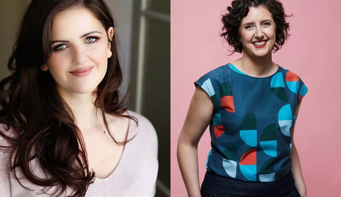 Two author headshots. Both are smiling and have dark hair.